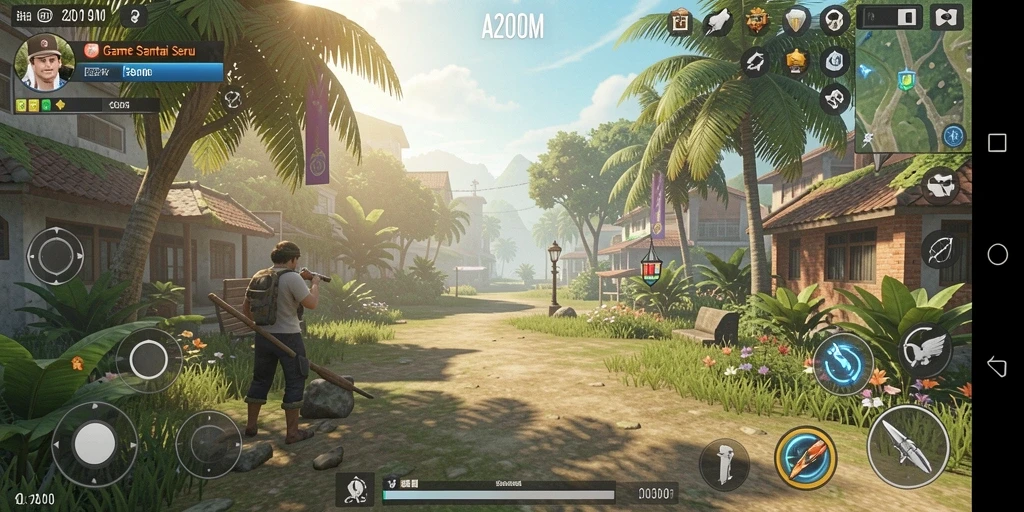 Tampilan gameplay yang ceria dan penuh warna di A200M.