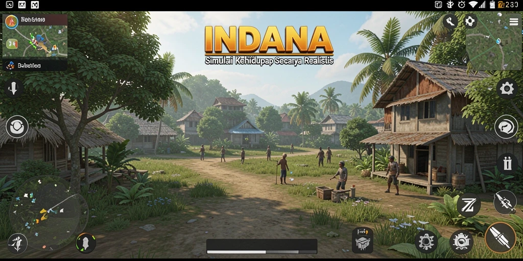 Tampilan gameplay INDAAA yang menarik dengan simulasi kehidupan yang mendetail.