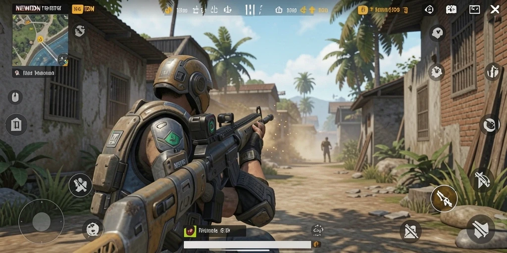 Tampilan gameplay NEWIDN yang mendebarkan dalam pertempuran TPS.