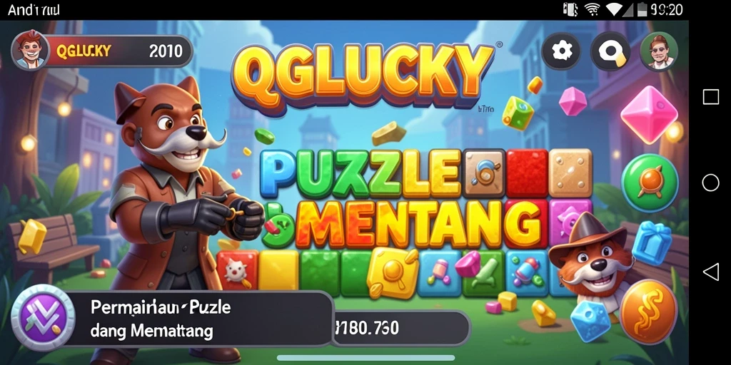 Tampilan gameplay QGLUCKY dengan teka-teki menarik.