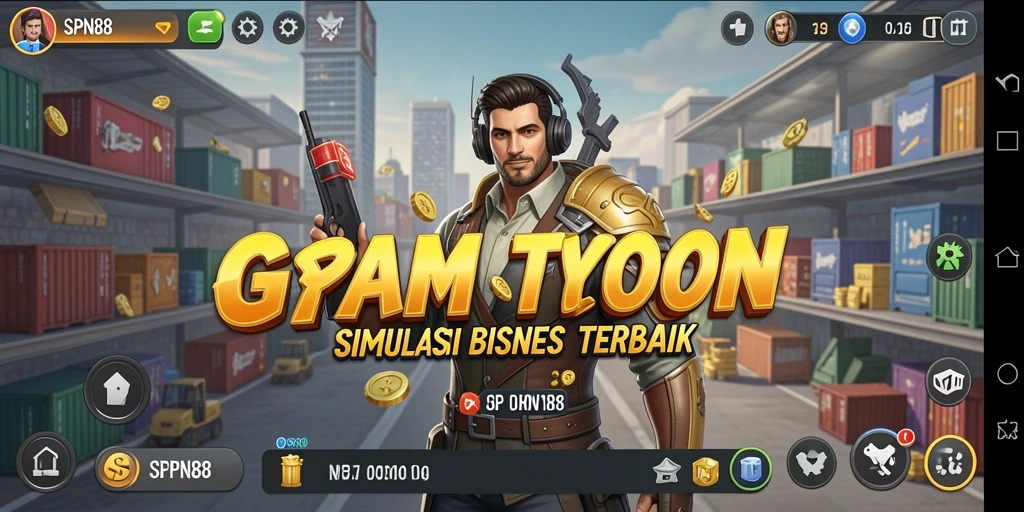 Tampilan gameplay SPN88 dengan elemen manajemen bisnis yang menarik.