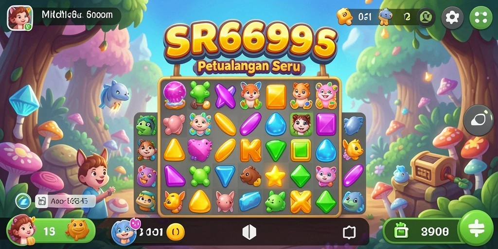 Screenshot gameplay SR6666 menunjukkan keseruan mencocokkan objek berwarna.