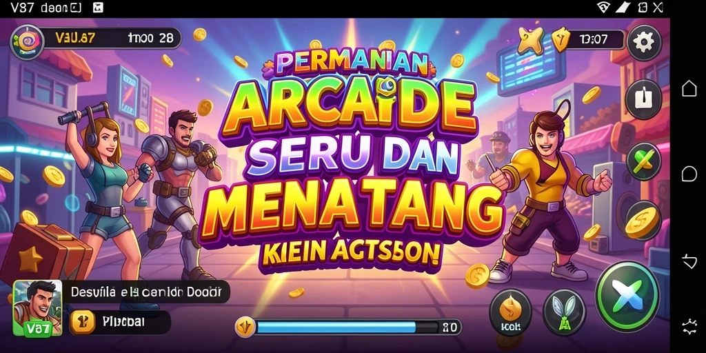 Screenshot gameplay V87 menampilkan aksi mendebarkan dalam permainan Arcade.