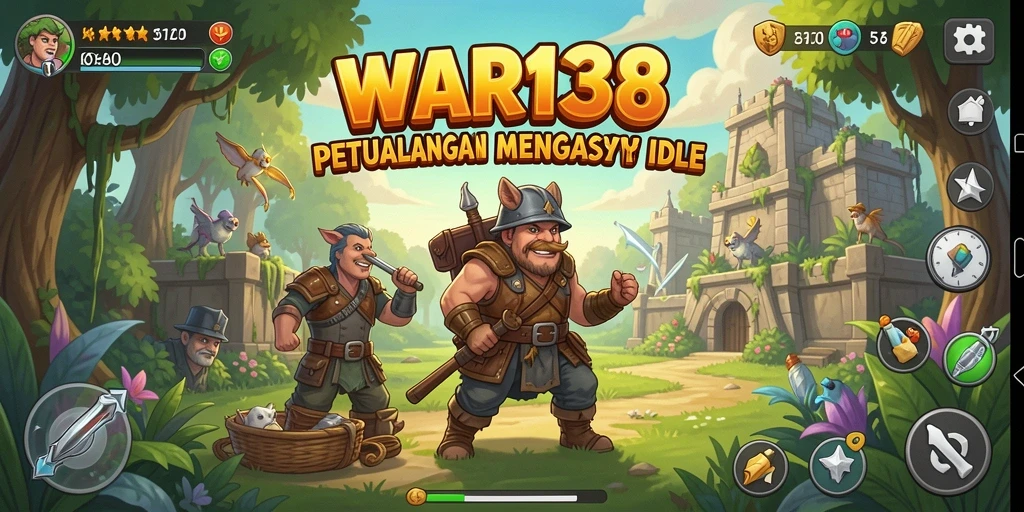 Tangkapan layar gameplay <strong>WAR138</strong> menunjukkan aksi dan kemajuan karakter dalam mode Idle.