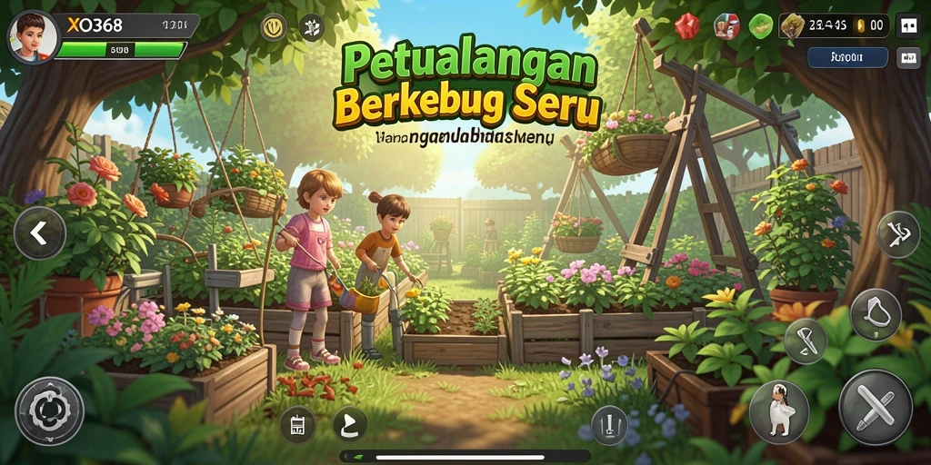 Tampilan menarik dari gameplay XO368 yang menampilkan petualangan berkebun.